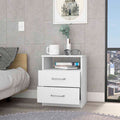 Oklahoma Nightstand,Two Drawers, One Shelf White 2 Drawers Bedroom Rectangle Modern Drawers Mdf Engineered Wood