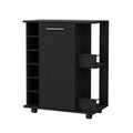 Lovell Nightstand With Sturdy Base And 2 Drawers Black Mdf Engineered Wood