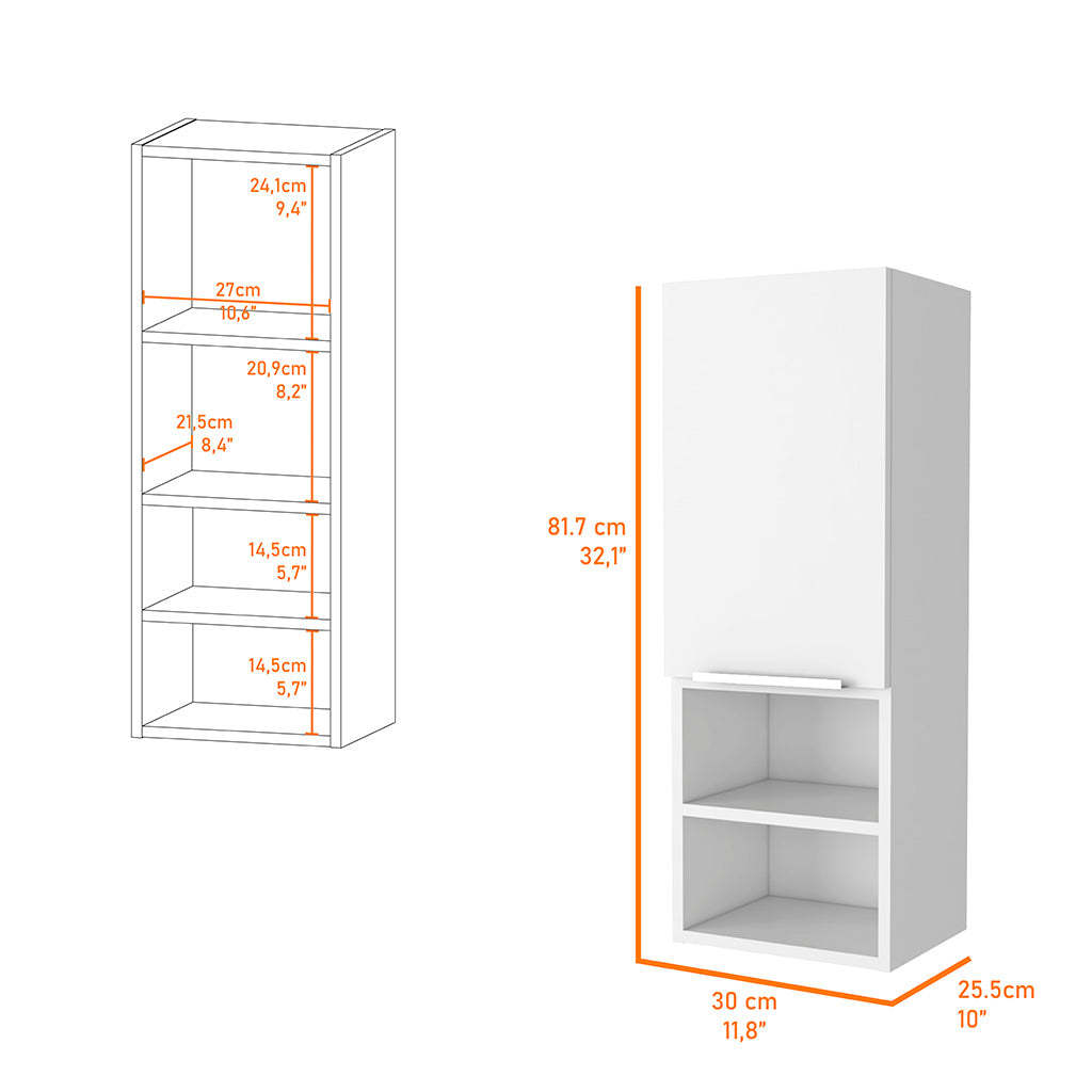 Milwaukee Medicine Cabinet, Two Shelves, Single Door Cabinet, Two Interior Shelves Beige Mdf Engineered Wood