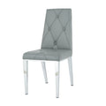 Modern Simple Light Luxury Dining Chair Grey Chair Home Bedroom Stool Back Pu Electroplated Chair Legs Set Of 2 Metal Grey Silver Pu