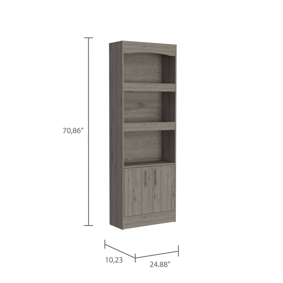 Durango Bookcase, Three Shelves, Double Door Cabinet Black Mdf Engineered Wood