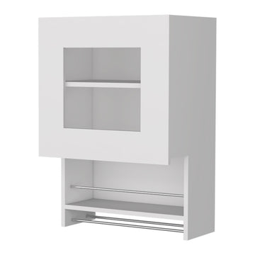 Sunriver Corner Shelf With Cabinet, 3 Tier Shelf, Metal Handles White Mdf Engineered Wood