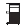 Columba Kitchen Cart, Single Door Cabinet, Four Caster Black Mdf Engineered Wood