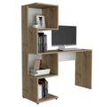 Lincoln Computer Desk With Bookcase And 4 Spacious Storage Shelves Multicolor Office Desk Pine Engineered Wood