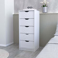 Dillon 5 Narrow Drawer Dresser, Tall Chest Of Drawers White Mdf Engineered Wood