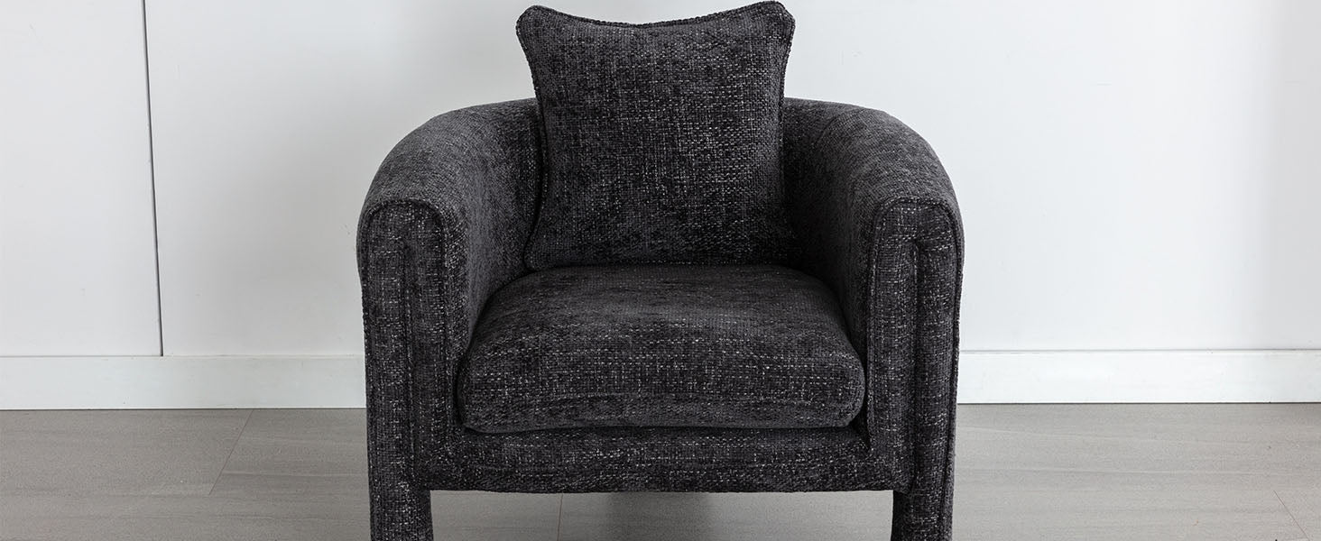 Modern Style Accent Chair Armchair For Living Room, Bedroom, Guest Room,Office,Rock Black Rock Black Upholstered