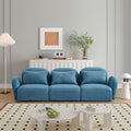 Living Room Furniture Three Seat Lazy Sofa Teddy Fabric Blue Blue Foam Teddy