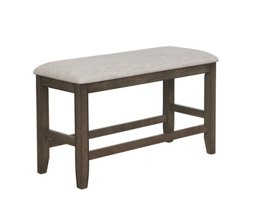 Farmhouse Style 1Pc Gray Counter Height Bench Footrest Upholstered Seat Wooden Furniture Gray Linen Or Linen Blend Dining Room Rectangular Grey Contemporary,Transitional Wood