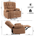 Massage Recliner Chair Sofa With Heating Vibration Brown Chenille Manual Handle Metal Primary Living Space Soft Cushion Back American Design,American Traditional,Classic,Minimalist,Modern Pillow Top Arms Foam Wood Metal