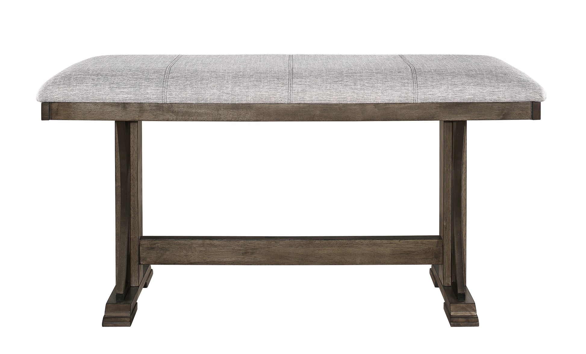 1Pc Transitional Counter Height Bench Upholstered Seat Brown Gray Fabric Wood Metal Dining Room Brown Rectangular Beige Casual,Transitional Wood Fabric