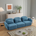 Living Room Furniture Three Seat Lazy Sofa Teddy Fabric Blue Blue Foam Teddy