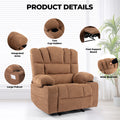 Massage Recliner Chair Sofa With Heating Vibration Brown Chenille Manual Handle Metal Primary Living Space Soft Cushion Back American Design,American Traditional,Classic,Minimalist,Modern Pillow Top Arms Foam Wood Metal