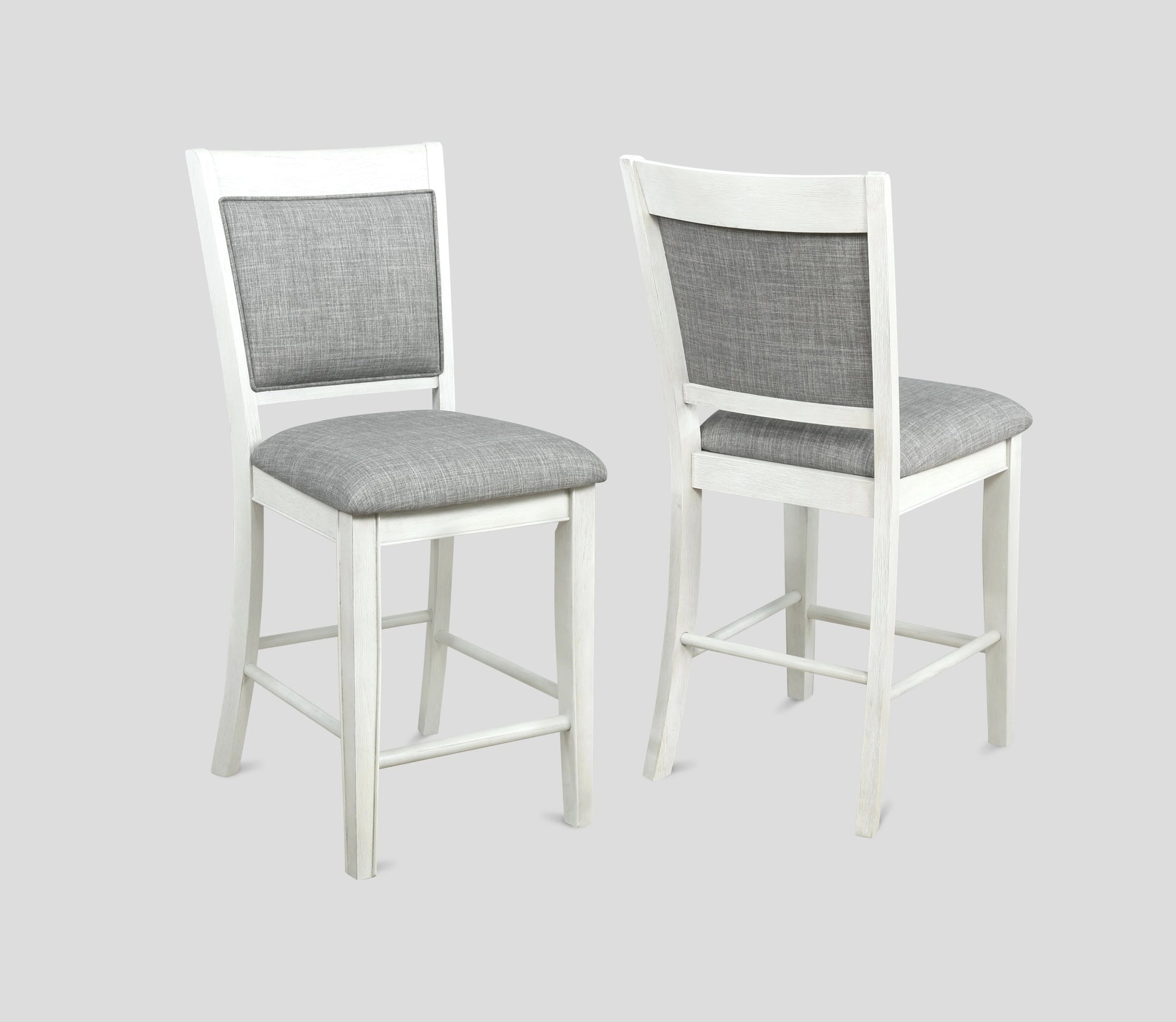 Farmhouse Style 2pc White & Gray Linen Counter Height white-dining room-contemporary-dining chairs-wood