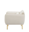 Oversized Living Room Accent Velveta Armchair Upholstered Single Sofa Chair, Comfy Fabric Armchair With Metal Leg For Bedroom Living Room Apartment, Beige Beige Velvet