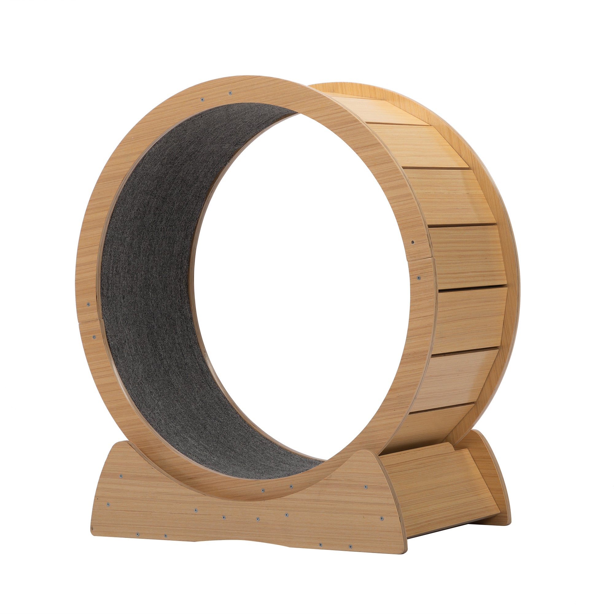 Wooden Cat Running Wheel Natural Wood