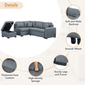 Sleeper Sectional Sofa, L Shape Corner Couch Sofa Bed With Storage Ottoman & Hidden Arm Storage & Usb Charge For Living Room Apartment, Dark Gray Dark Gray Linen 4 Seat