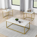 White Faux Marble Coffee Table Simple Modern 1Pc Coffee Tables With 2Pcs Table For Living Room And Office, White Gold Gold Desk Top Office American Design Metal Metal