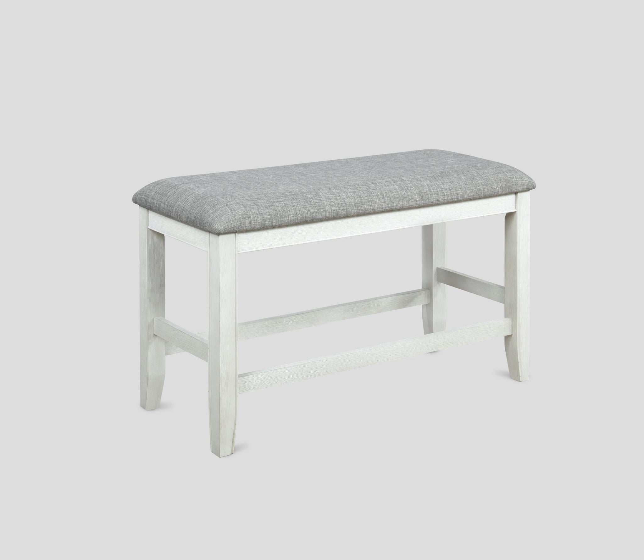 Farmhouse Style 1pc White Counter Height Bench cream white-linen or linen blend-dining