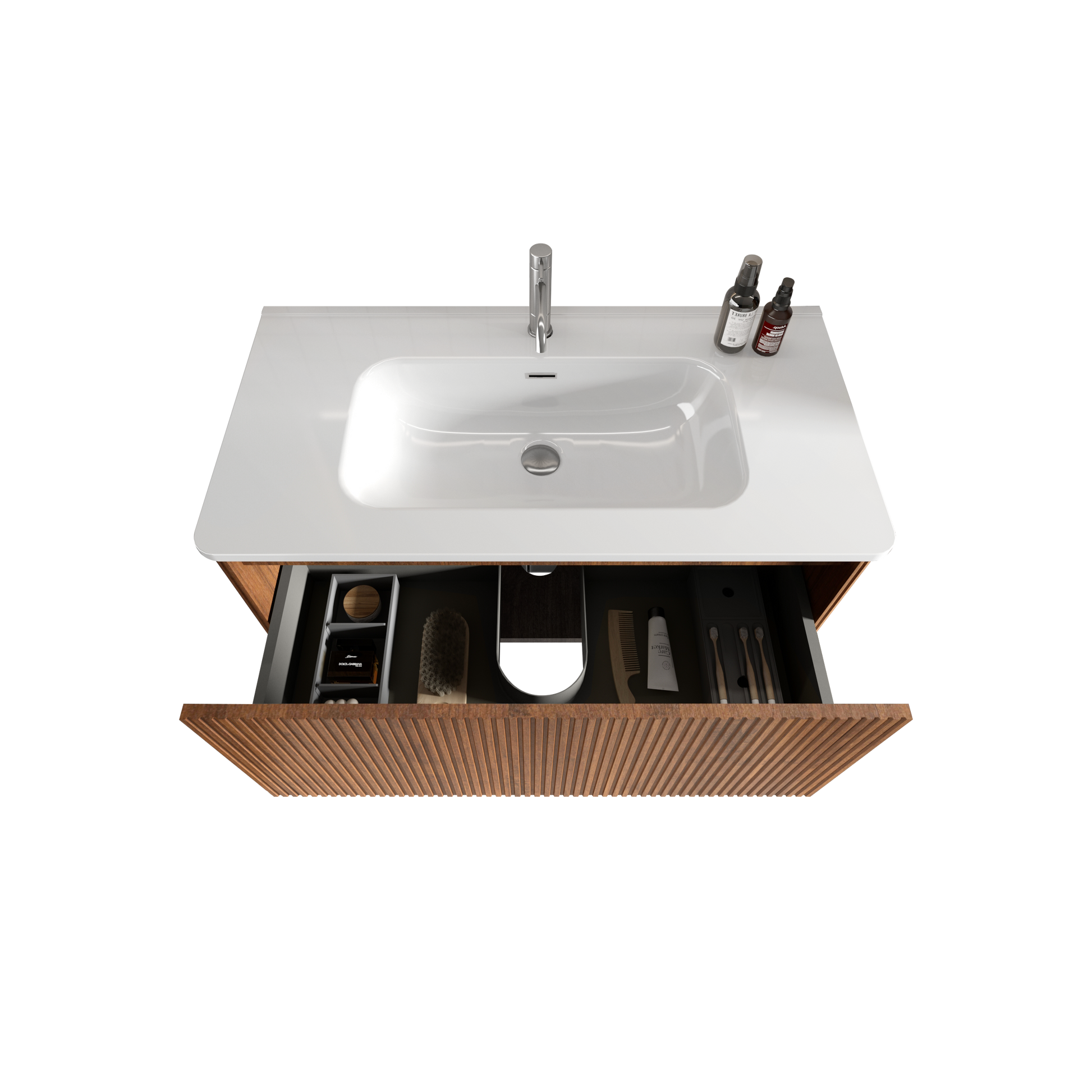 Bb0930Y331, Integrated White Ceramic Basin With Three Predrilled Faucet Holes, Faucet And Drain Assembly Not Included Gloss White Bathroom Modern Ceramic