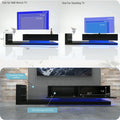 Tv Console With Storage Cabinets, Full Rgb Color 31 Modes Changing Lights Remote Rgb Led Tv Stand, Modern Entertainment Center Black, For 75 Inches Tv Black Primary Living Space 75 Inches Modern 75 Inches Particle Board Particle Board