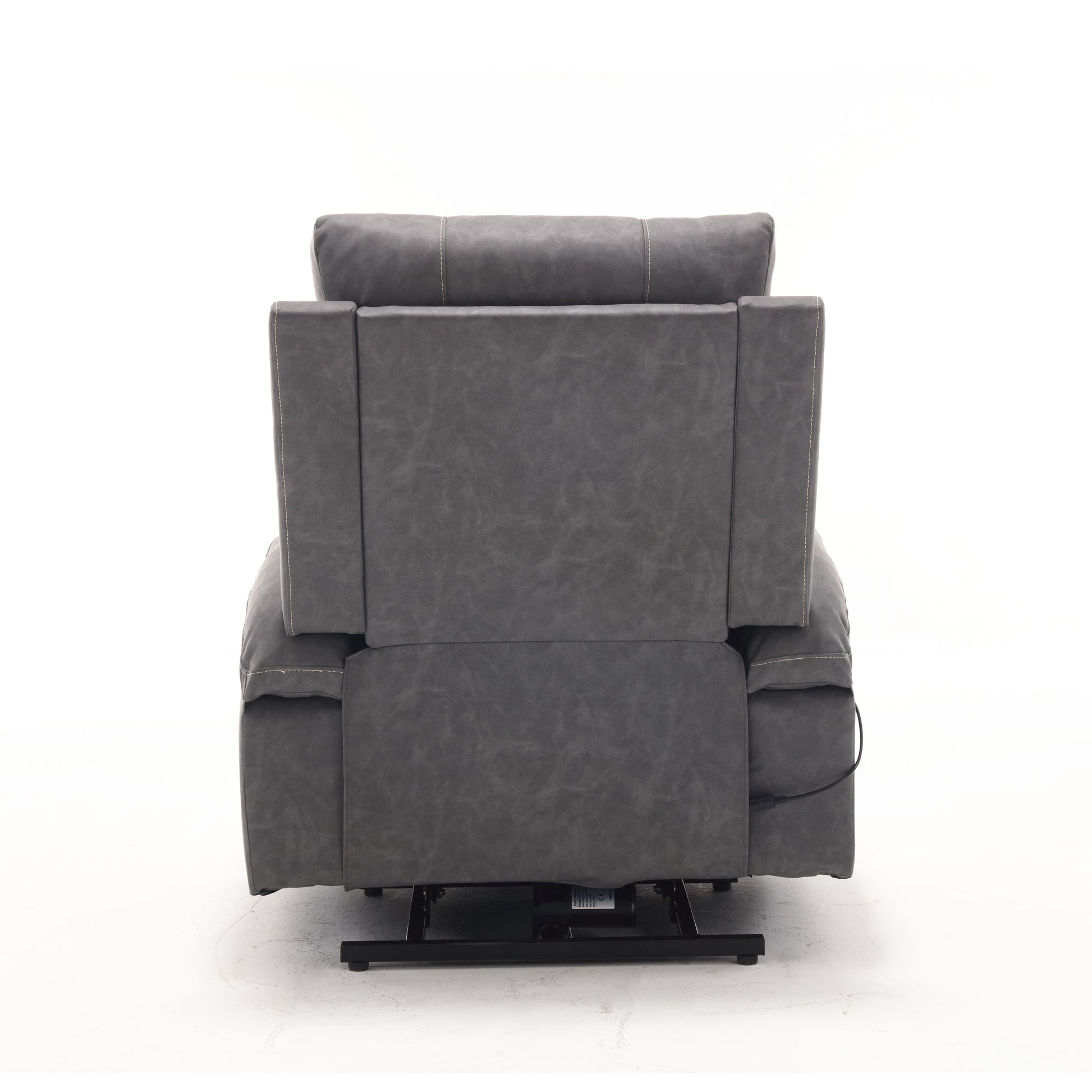 21"Seat Width,Large Size Electric Power Lift Recliner Chair Sofa For Elderly, 8 Point Vibration Massage And Lumber Heat, Remote Control, Side Pockets And Cup Holders, Cozy Fabric, Overstuffed Arm Pu Gray Pu