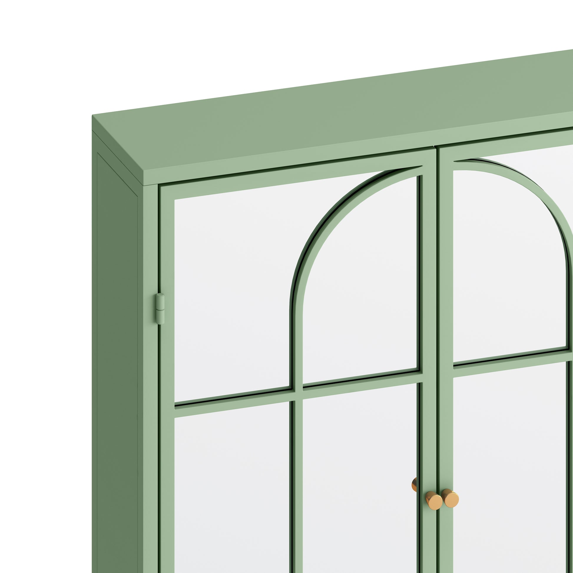 23.62 "Vintage Two Door Wall Cabinet With Mirror, Three Level Entrance Storage Space For Living Room, Bathroom, Dining Room, Green Green Iron