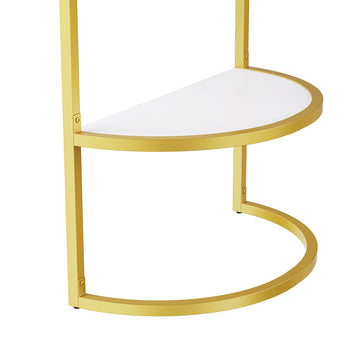 60''Modern Executive Desk,White Curved Computer Desk With Gold Metal Legs,3 Drawers Home Office Desk,Writing Desk With 1 Storage Cabinet For Home Office,Living Room,Gold White Gold White Mdf