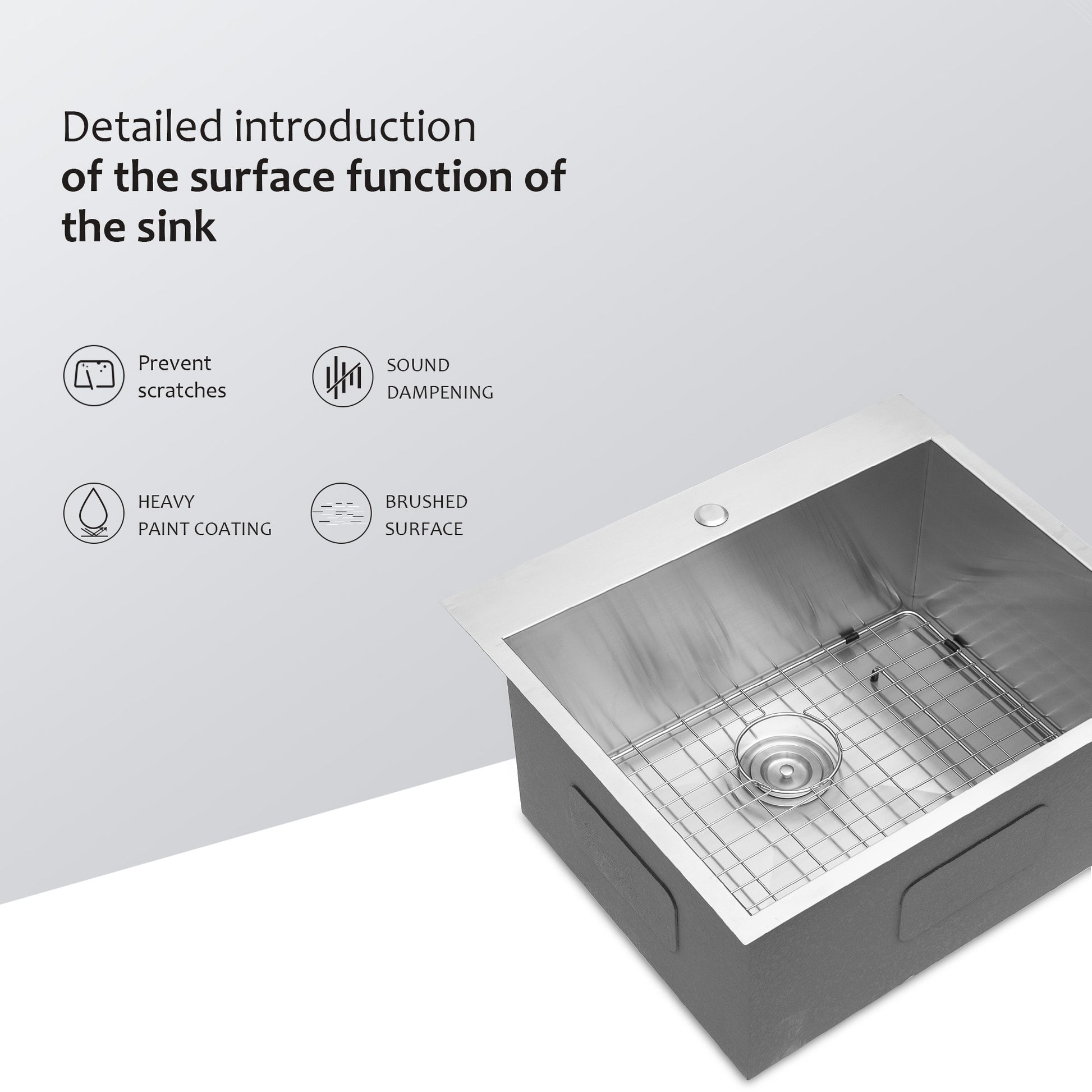 Laundry Sink 22X22X12" Drop In Laundry Sink Brushed Nickel Stainless Steel