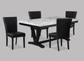 Modern White Faux Marble & Black Dining Room Rectangular Table V Shape Trestle Design Wooden Base 1Pc Furniture Black White Seats 6 Dining Room Modern Rectangular Wood