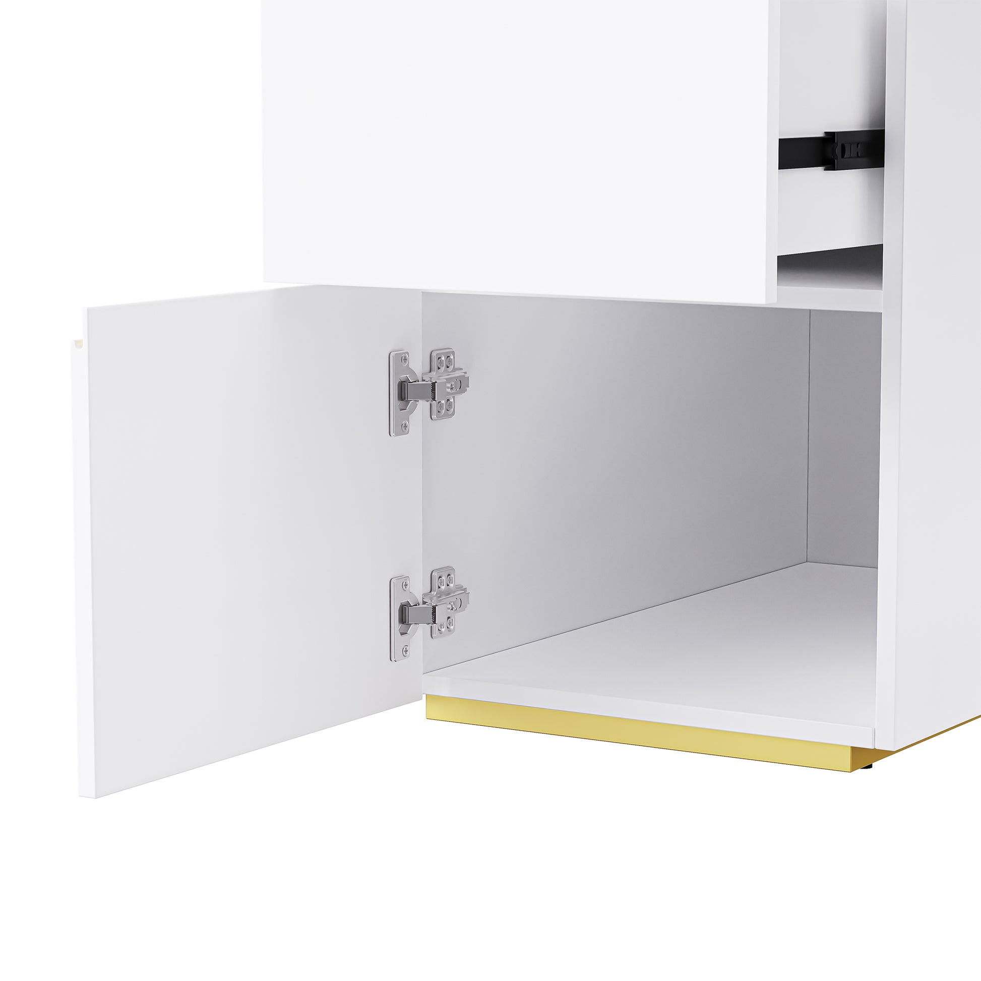 60''Modern Executive Desk,White Curved Computer Desk With Gold Metal Legs,3 Drawers Home Office Desk,Writing Desk With 1 Storage Cabinet For Home Office,Living Room,Gold White Gold White Mdf