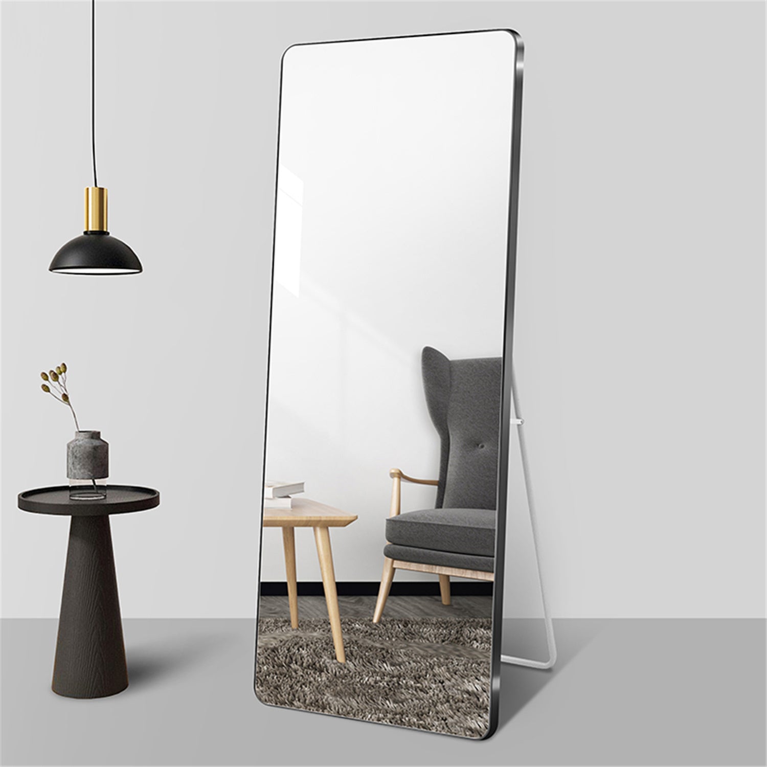 Aluminum Floor Mirror Full Length Mirrors Leaning