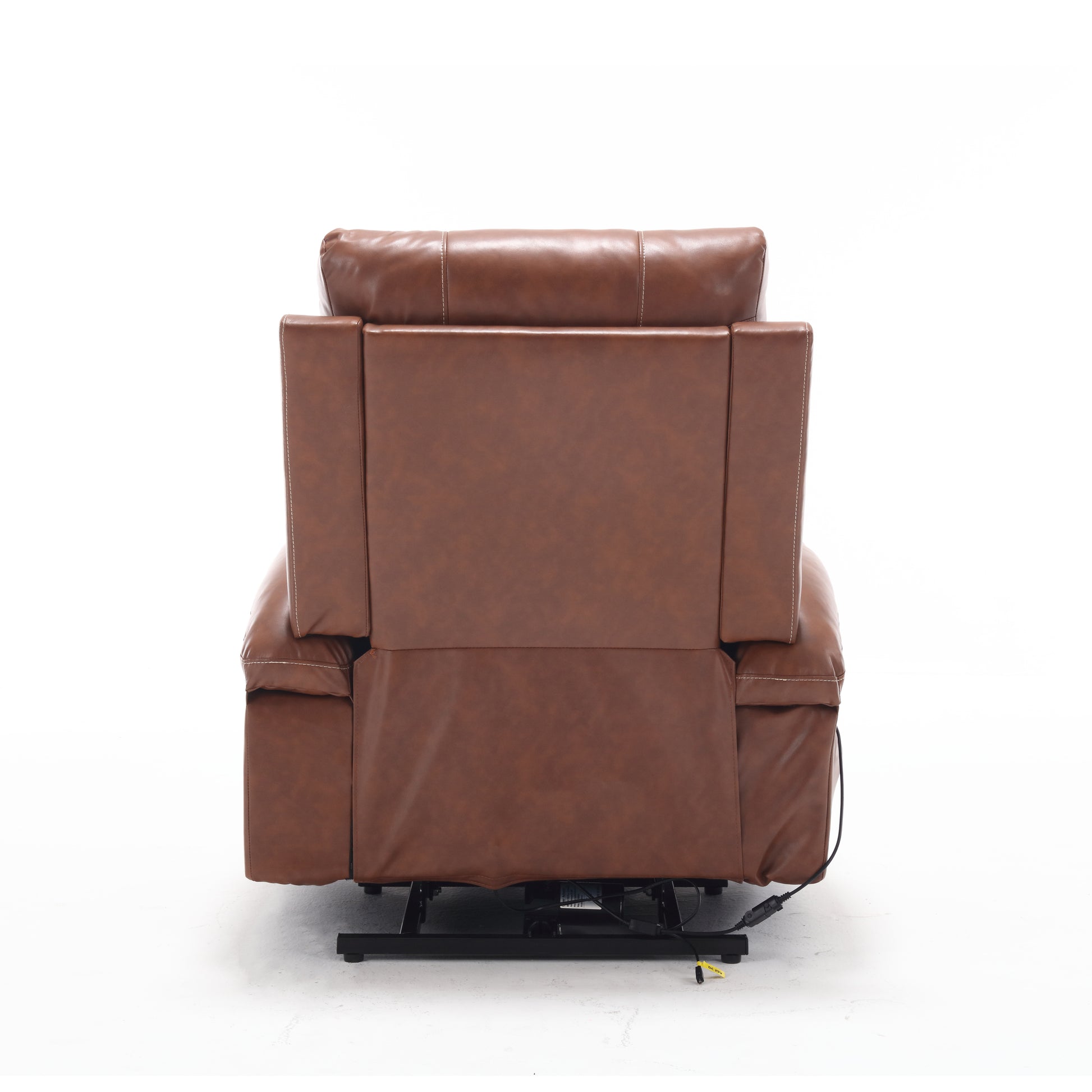 21"Seat Width,Large Size Electric Power Lift Recliner Chair Sofa For Elderly, 8 Point Vibration Massage And Lumber Heat, Remote Control, Side Pockets And Cup Holders, Cozy Fabric, Overstuffed Arm Pu Brown Pu