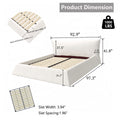 King Size Upholstered Platform Bed With Special Shaped Velvet Headboard, Metal & Solid Wood Frame,Cream Box Spring Not Required King Cream Pine Velvet Velvet