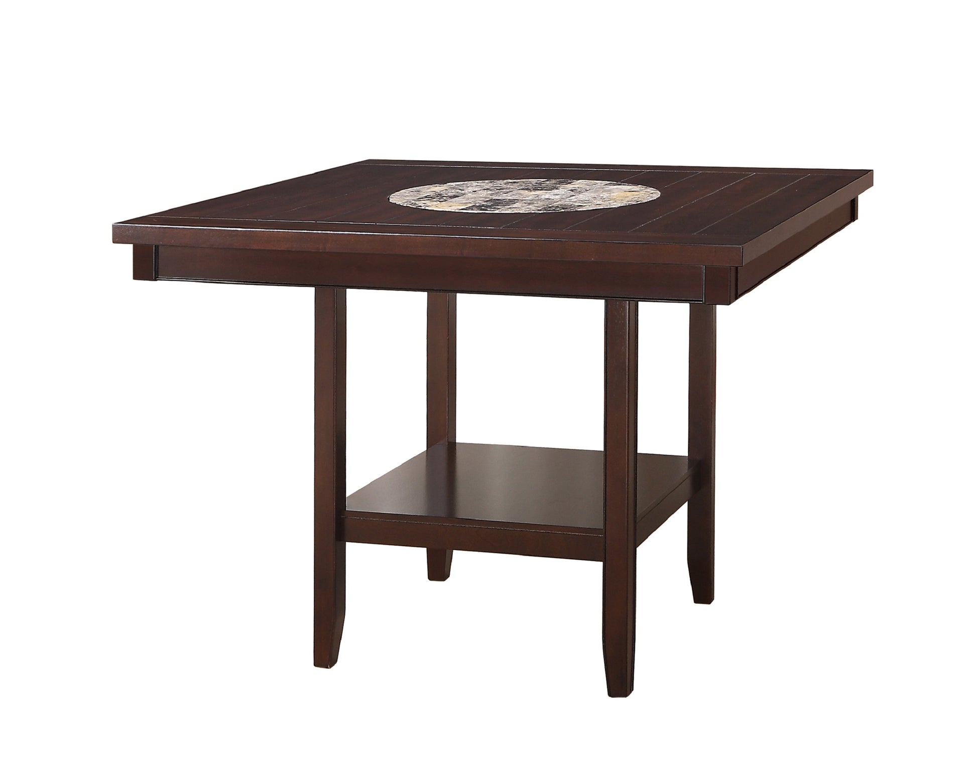 1Pc Contemporary Transitional Counter Height Dining Table With 20 Inch Lazy Susan Rich Dark Brown Finish Wooden Wood Veneers Solid Wood Dining Room Furniture Dark Brown Dining Room Contemporary,Farmhouse,Transitional Square Wood