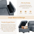 Sleeper Sectional Sofa, L Shape Corner Couch Sofa Bed With Storage Ottoman & Hidden Arm Storage & Usb Charge For Living Room Apartment, Dark Gray Dark Gray Linen 4 Seat