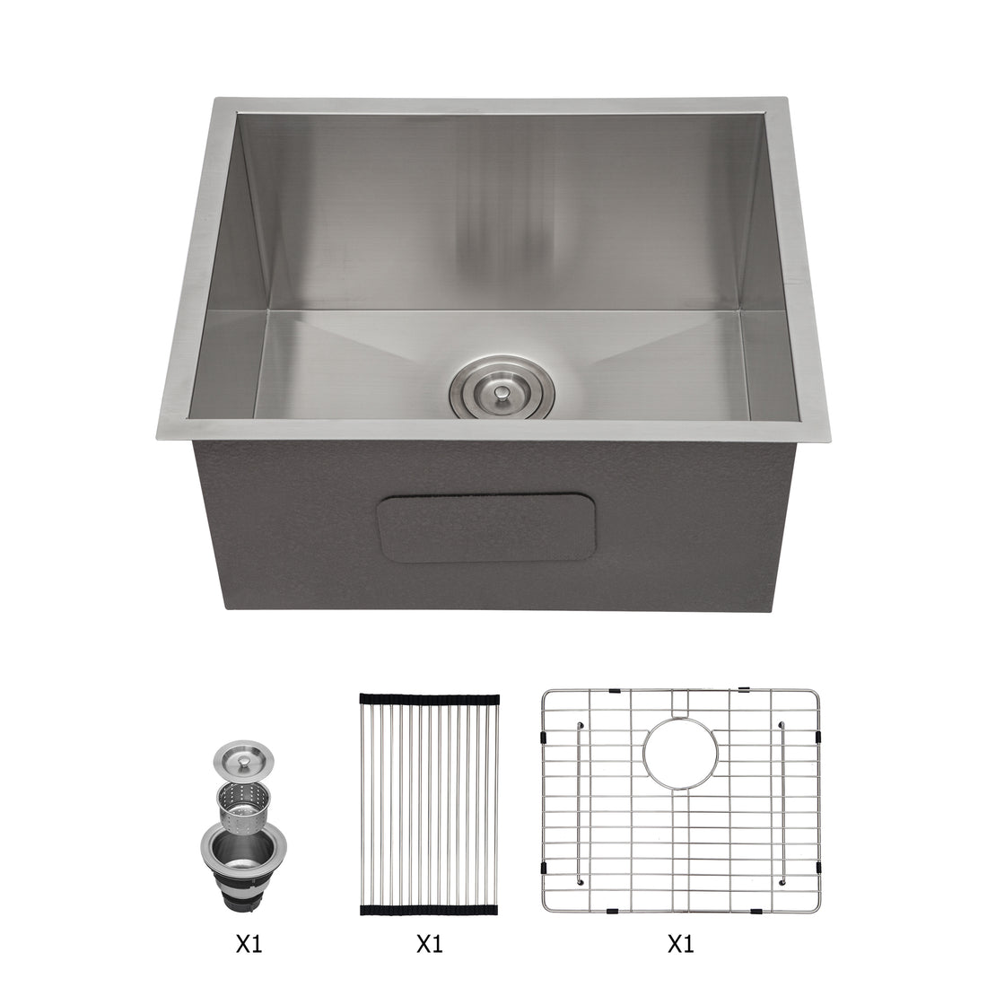 Laundry Sink 21X18X12" Undermount Laundry Sink Brushed Nickel Stainless Steel