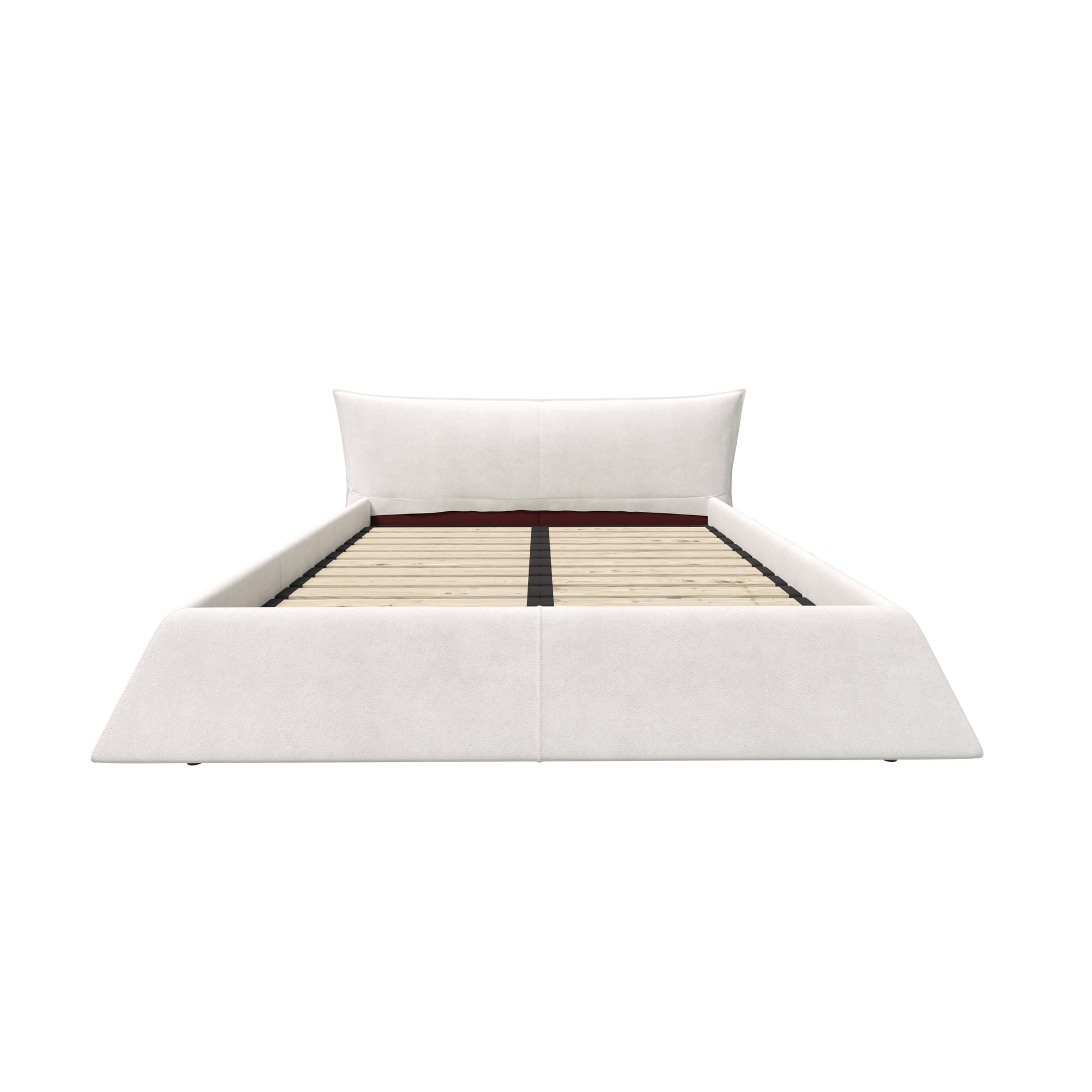 King Size Upholstered Platform Bed With Special Shaped Velvet Headboard, Metal & Solid Wood Frame,Cream Box Spring Not Required King Cream Pine Velvet Velvet