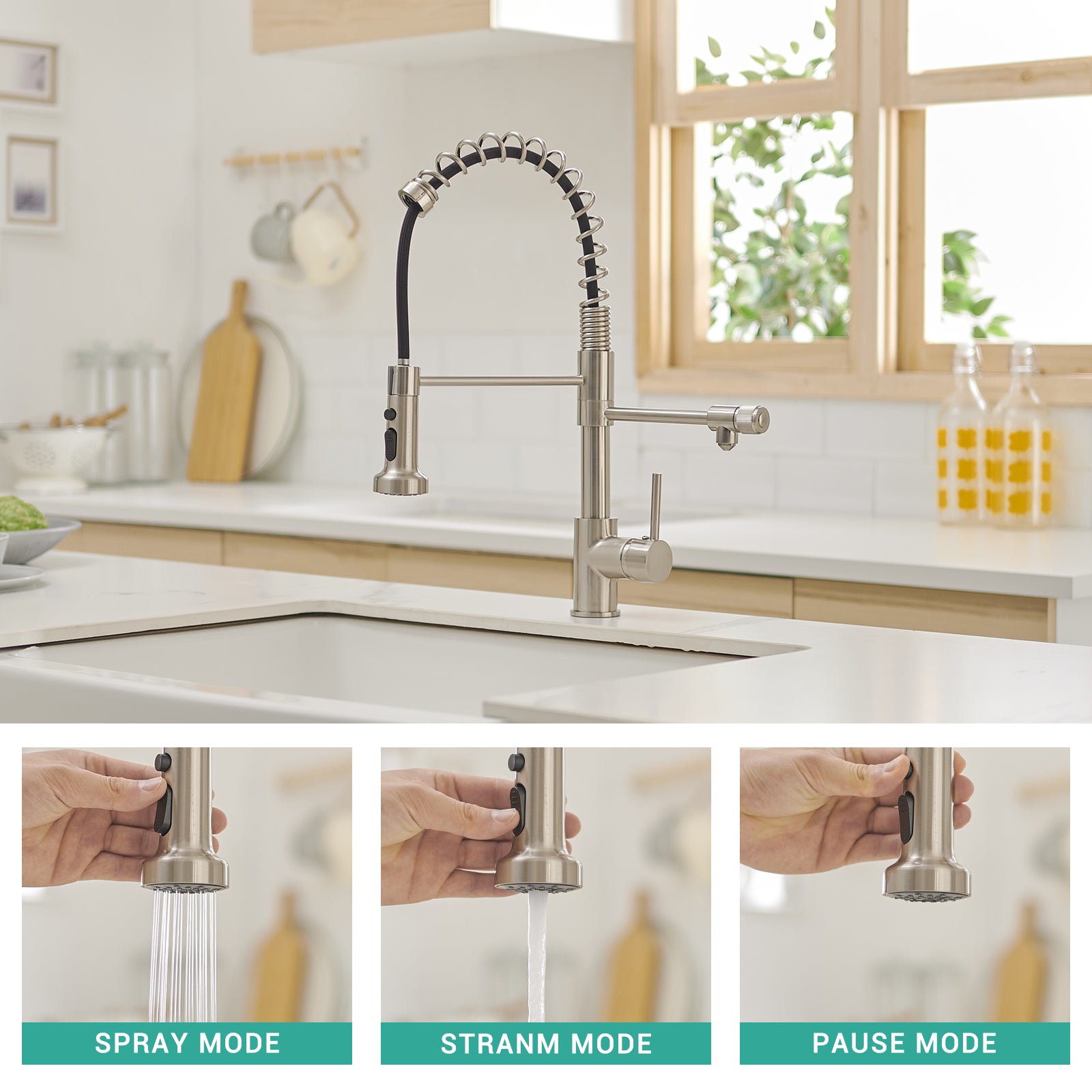 Purifier Kitchen Faucet Drinking Water Faucet, Pull Down Water Filter Kitchen Sink Faucets Brushed Nickel Brushed Nickel Kitchen Contemporary Ceramic Brass