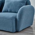 Living Room Furniture Three Seat Lazy Sofa Teddy Fabric Blue Blue Foam Teddy