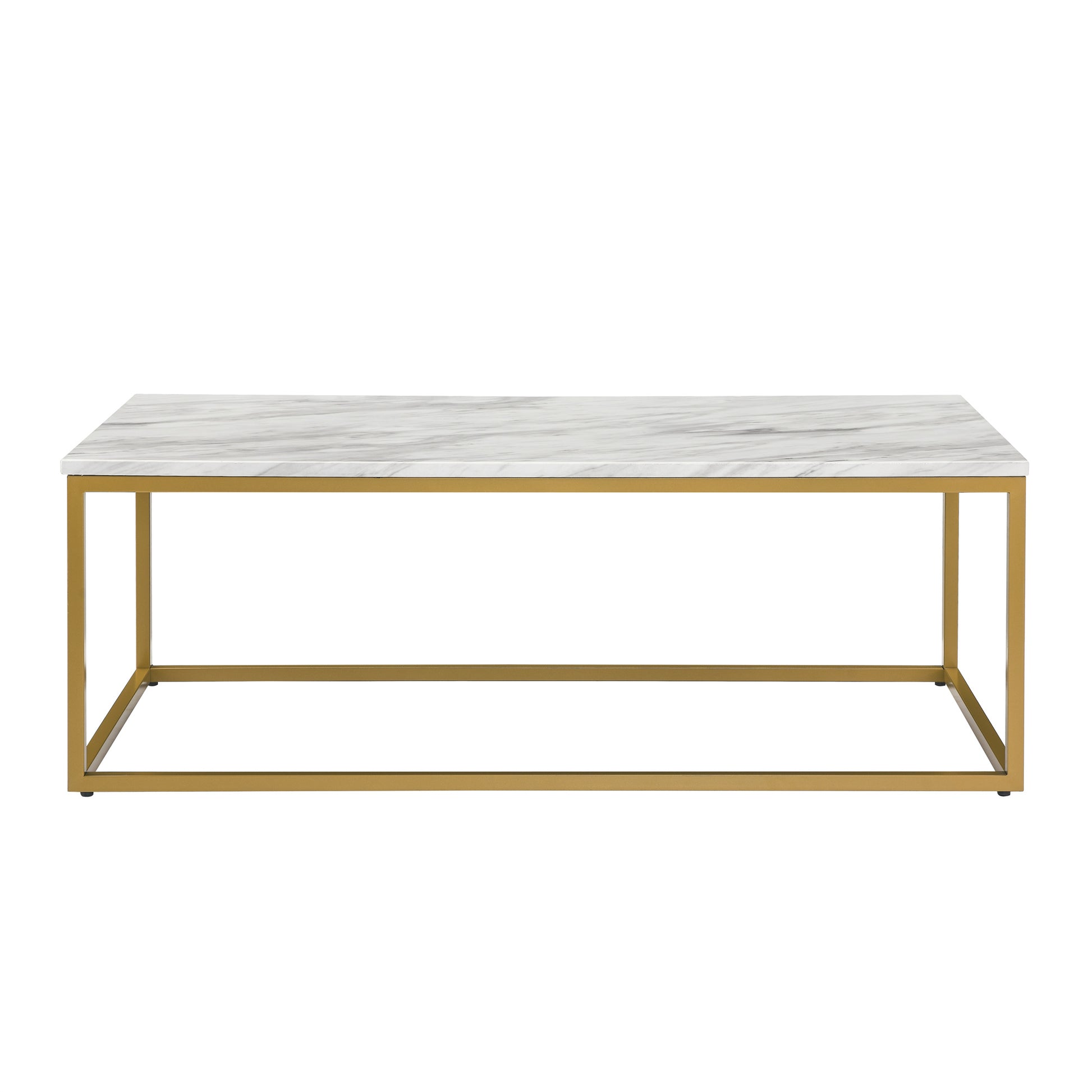 White Faux Marble Coffee Table Simple Modern 1Pc Coffee Tables With 2Pcs Table For Living Room And Office, White Gold Gold Desk Top Office American Design Metal Metal