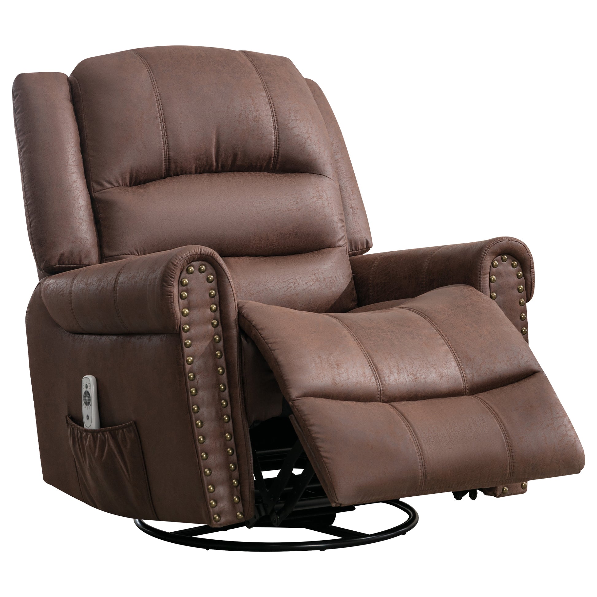 Massage Rocker Recliner Chair Rocking Chairs For Adults Oversized With Usb Charge Port Soft Features A Manual Massage And Heat.Brown Brown Faux Leather Manual Push Button Metal Soft Heavy Duty Square Arms Foam Metal & Wood