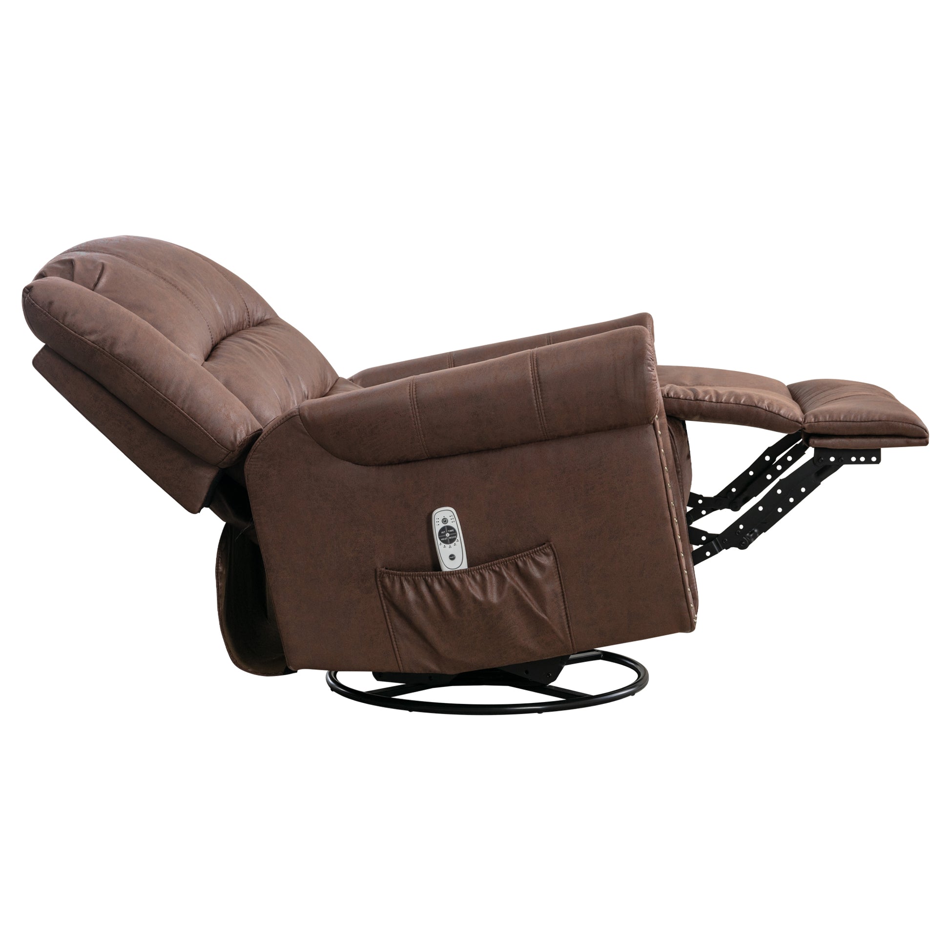 Massage Rocker Recliner Chair Rocking Chairs For Adults Oversized With Usb Charge Port Soft Features A Manual Massage And Heat.Brown Brown Faux Leather Manual Push Button Metal Soft Heavy Duty Square Arms Foam Metal & Wood