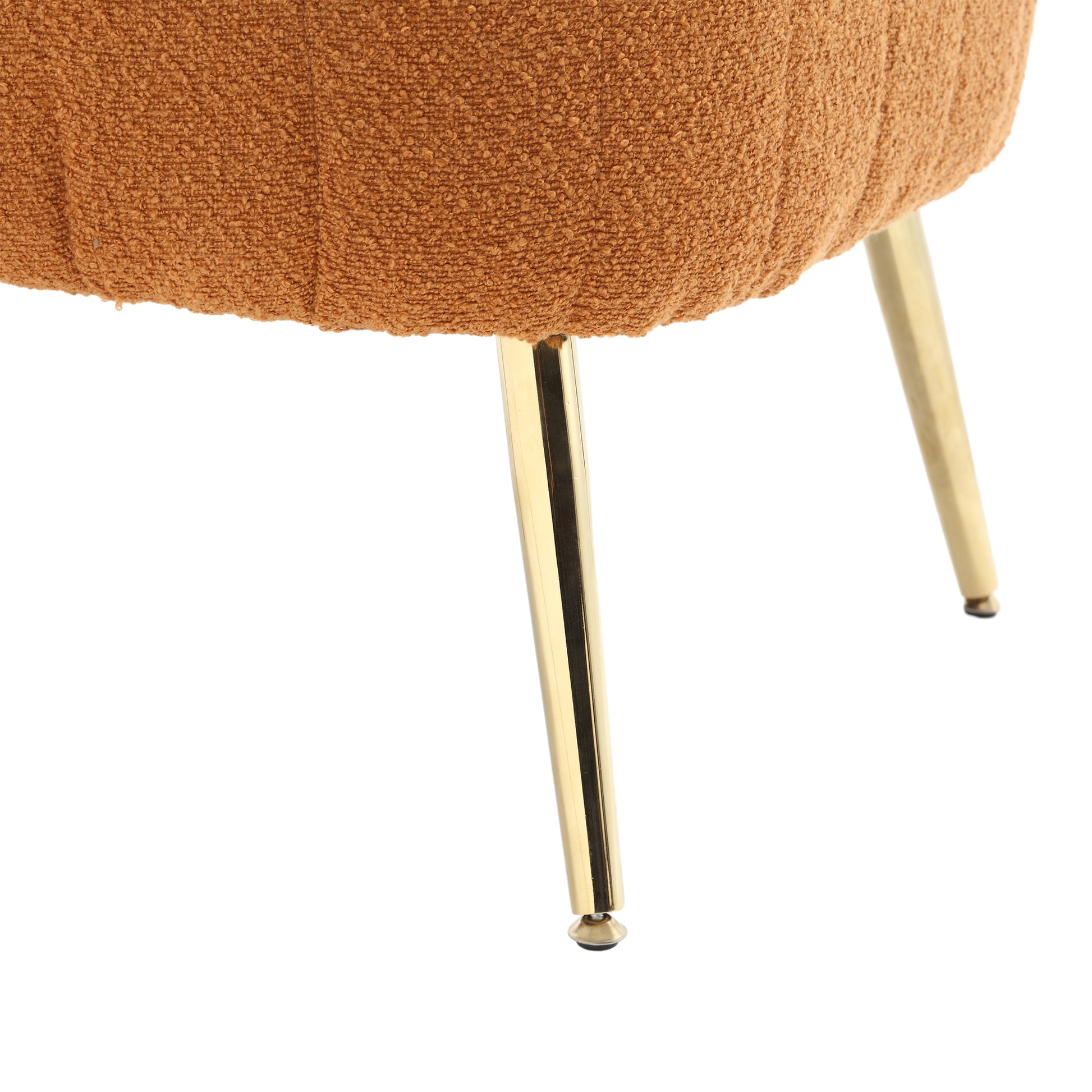 Coolmore Boucle Accent Chair Modern Upholstered Armchair Tufted Chair With Metal Frame, Single Leisure Chairs For Living Room Bedroom Orange Boucle