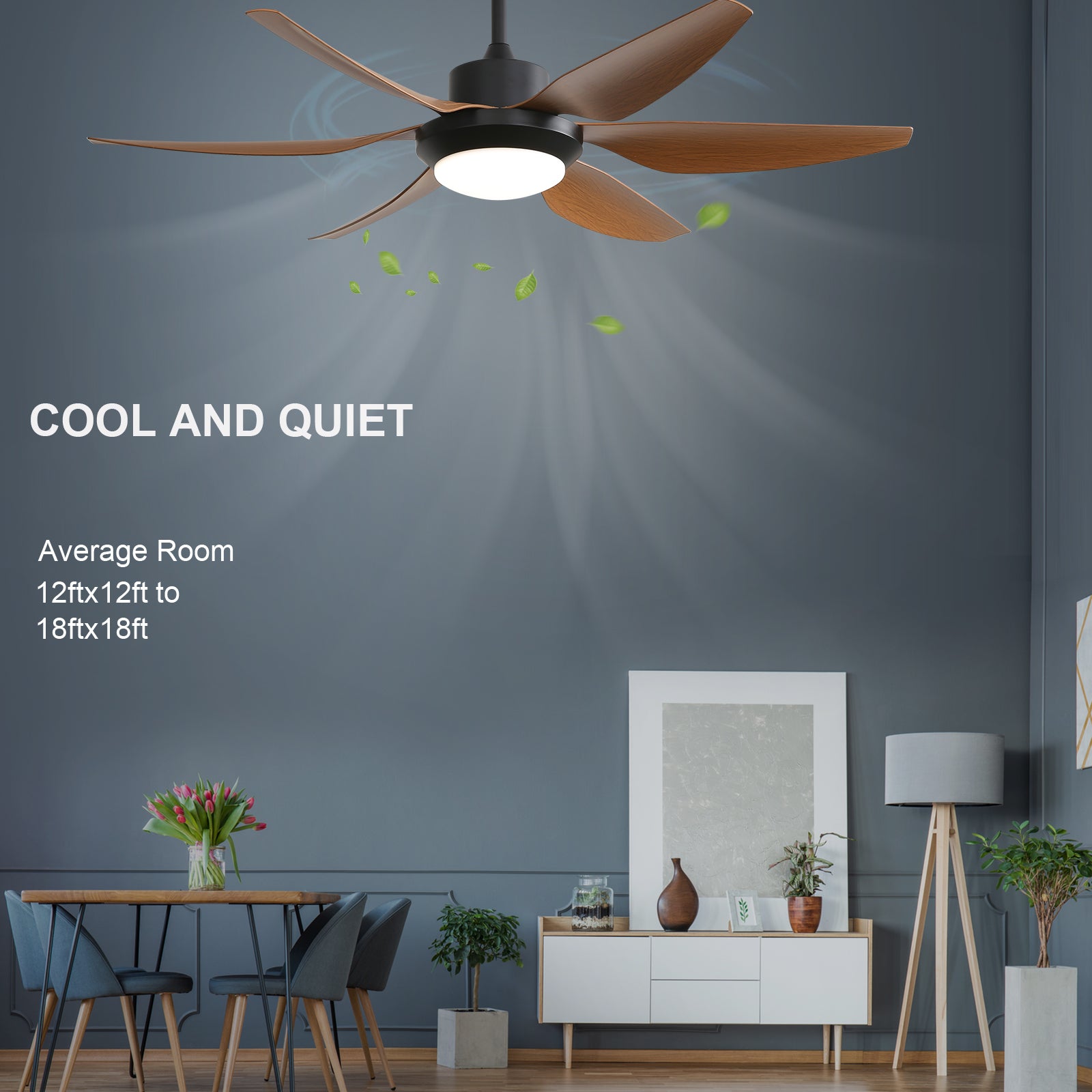 54 Inch Indoor Ceiling Fan With Dimmable Led Light 5 black-abs