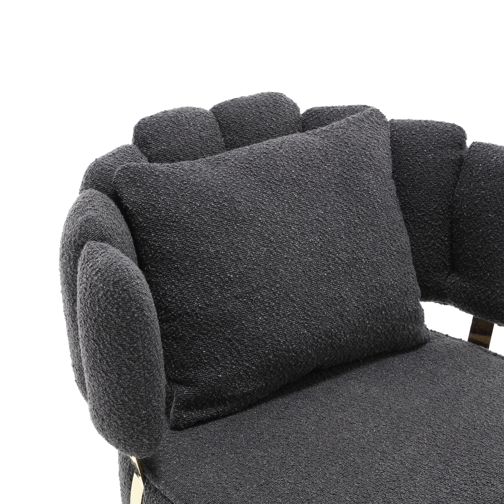 Coolmore Boucle Accent Chair Modern Upholstered Armchair Tufted Chair With Metal Frame, Single Leisure Chairs For Living Room Bedroom Black Boucle