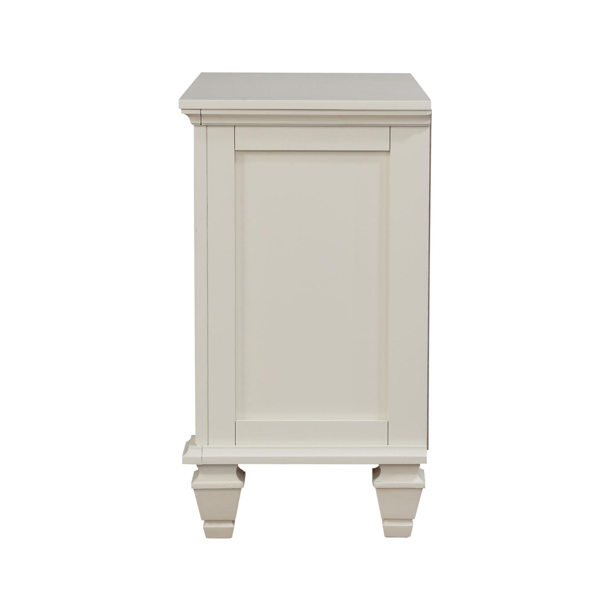 Cream White 3 Drawer Nightstand With Pull Out Tray Cream White White 3 Drawers Bedroom Drawer Storage Coastal Rubberwood Felt Lined Drawers White Wood