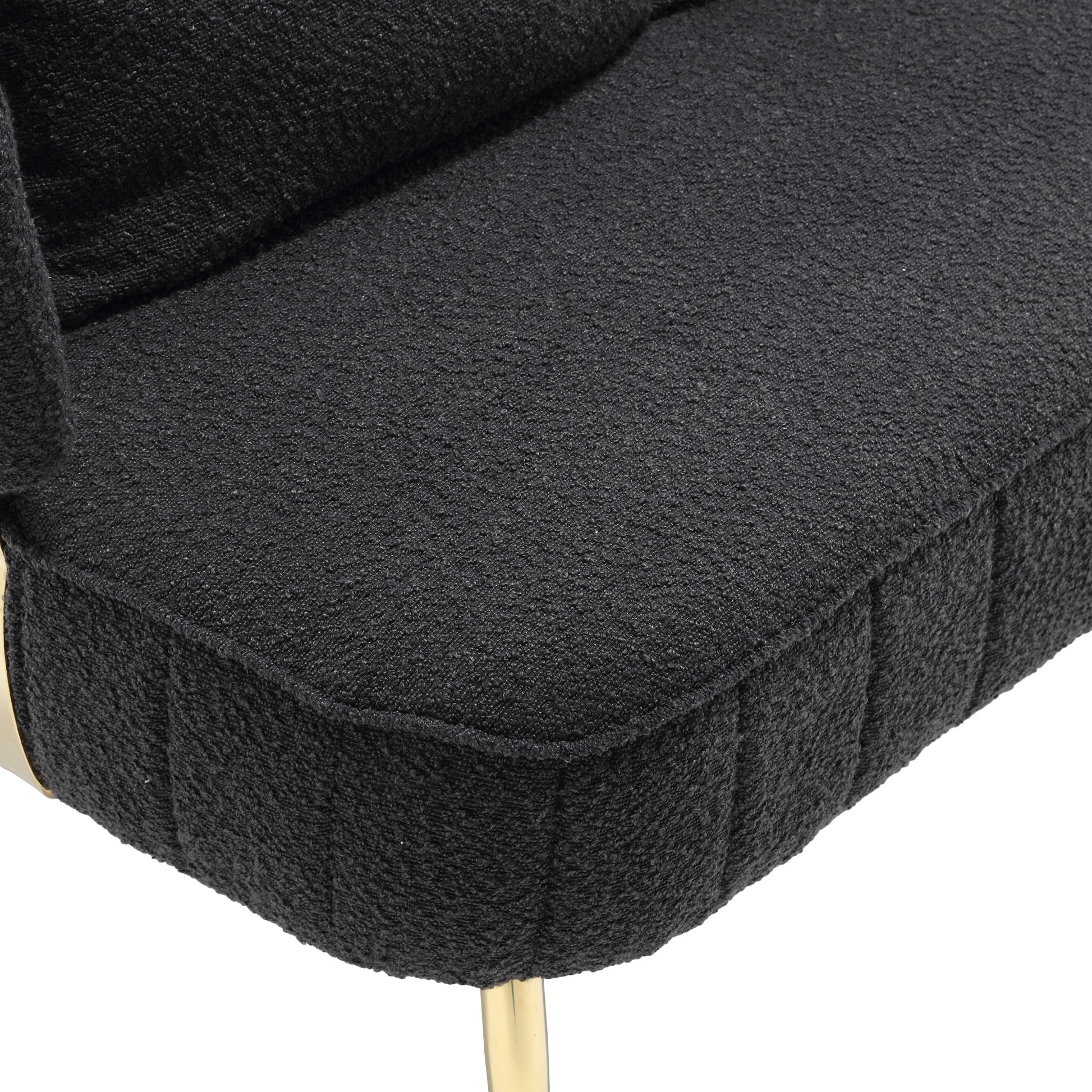 Coolmore Polyester Accent Sofa Modern Upholstered Armsofa Tufted Sofa With Metal Frame, Single Leisure Sofa For Living Room Bedroom Office Balcony Black Boucle