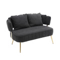 Coolmore Polyester Accent Sofa Modern Upholstered Armsofa Tufted Sofa With Metal Frame, Single Leisure Sofa For Living Room Bedroom Office Balcony Black Boucle