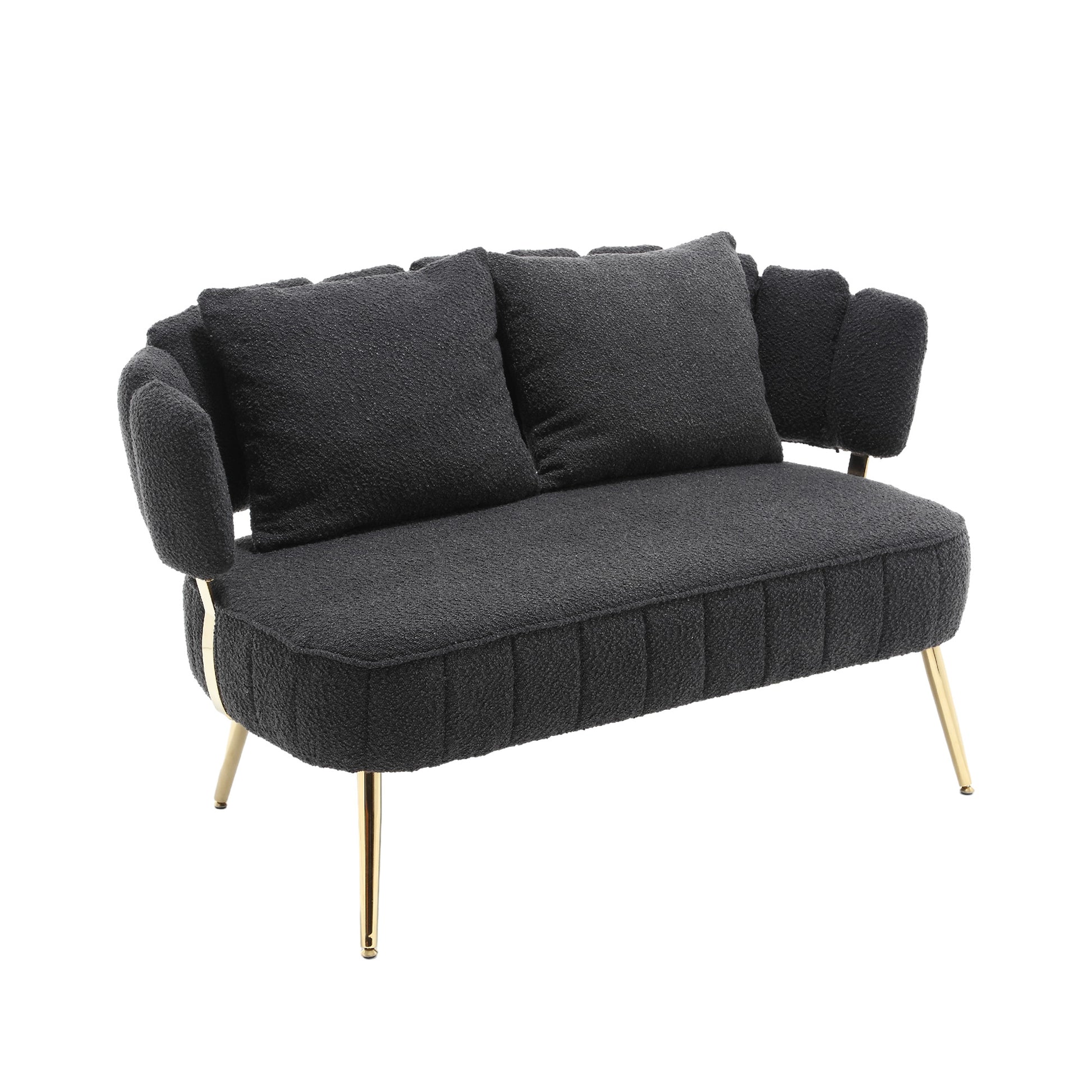 Coolmore Polyester Accent Sofa Modern Upholstered Armsofa Tufted Sofa With Metal Frame, Single Leisure Sofa For Living Room Bedroom Office Balcony Black Boucle