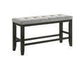 1Pc Modern Counter Height Bench Tufted Upholstery Tapered Wood Legs Bedroom Living Room Furniture Wheat Charcoal Linen Finish Charcoal Solid Wood